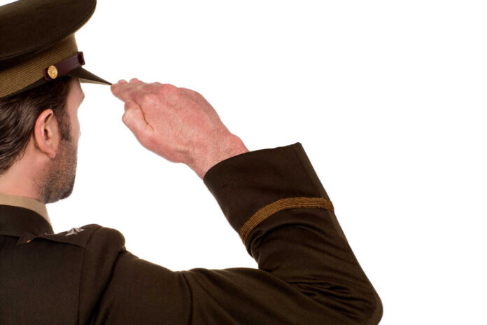 Officer,Giving,Salute,And,Tribute,,Isolated,On,White