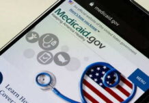 Medicaid website displayed on a smartphone screen