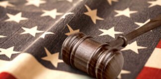 gavel on american flag