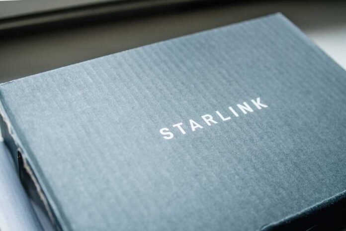 Close-up of a Starlink package with the brand name visible