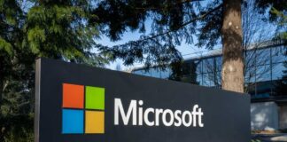 Microsoft corporate sign displayed outdoors