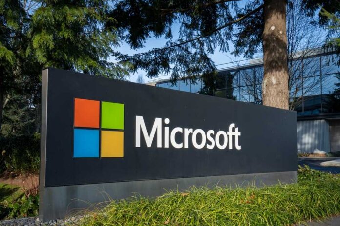 Microsoft corporate sign displayed outdoors