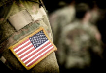 American flag patch on military uniform