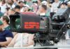 Broadcast camera with ESPN branding at a sports event