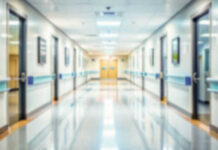 INJUSTICE! Deputy in Critical Condition After Hospital Attack Blurred hospital corridor with doors and lights