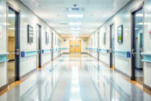 hospital-hallway2464656035jpg Blurred hospital corridor with doors and lights