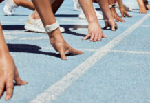 CA Gov Hopeful Steyer Backs Trans Athletes in Girls’ Sports Athletes at starting line on blue track race