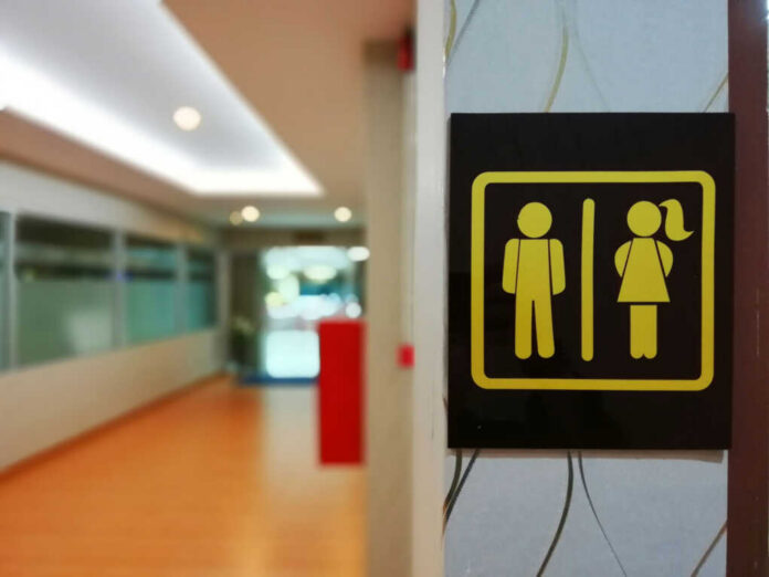 Restroom sign with male and female symbols