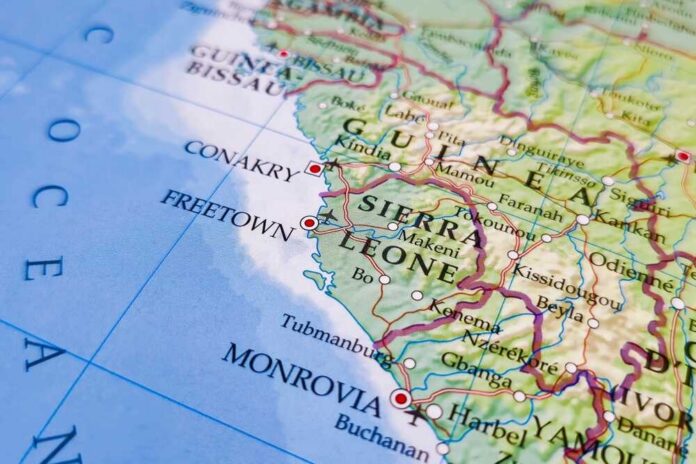Map of West Africa showing Sierra Leone and surrounding countries