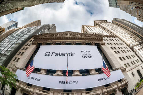 New,York,Ny/usa-september,30,,2020,The,New,York,Stock,Exchange Palantir Technologies banner displayed on the New York Stock Exchange building
