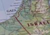 Map close-up of Gaza and southern Israel
