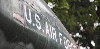 Close-up of military aircraft fuselage