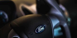 Ford steering wheel close-up