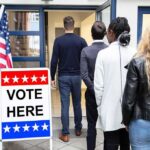 Residency Twist Jolts Lindell Campaign Voters standing in line at a polling place entrance