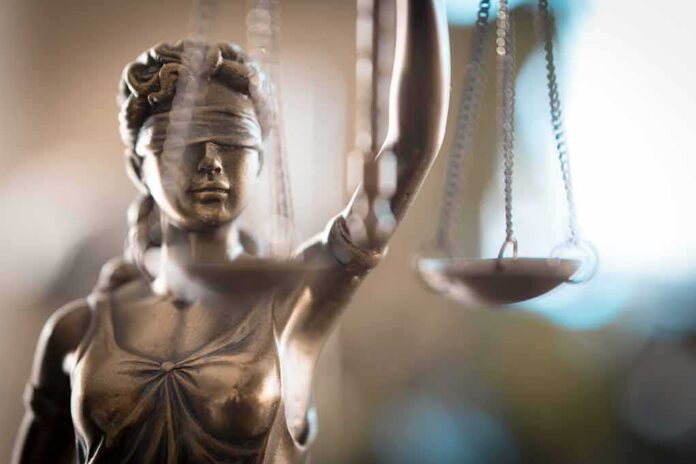 Lady Justice statue holding scales